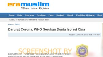 CEK FAKTA: Benarkah WHO Serukan Dunia Isolasi Cina karena Virus Corona?