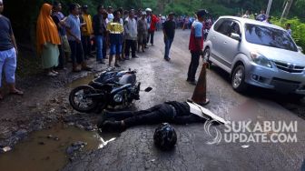 Kepala Sekolah Tewas Akibat Lubang di Jalan Provinsi Jampang Tengah 