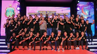 Perkenalan tim dan jersey Bhayangkara FC diselenggarakan di Auditorium Perguruan Tinggi Ilmu Kepolisian (PTIK), Senin (24/2/2020). (Dok. Bhayangkara FC)