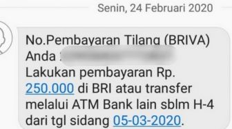 Pembayaran tilang BRIVA [screenshot, Facebook Masdibyo].