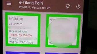 e-Tilang yang diberikan pada pelanggar lalu lintas [screenshot, Facebook Masdibyo].