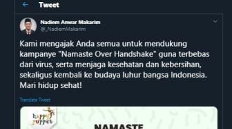 CEK FAKTA: Mendikbud Ganti Salaman dengan Namaste agar Tak Kena Corona?