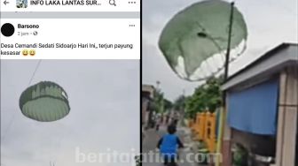 Viral Video Penerjun Payung Jatuh di Rumah Warga, Emak-Emak Teriak Histeris