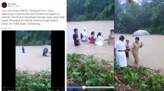 Viral Guru dan Murid SMK di Maluku Utara Seberangi Sungai Demi Ikut Ujian