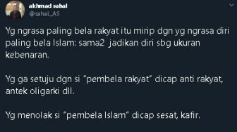 Soal Klaim Pembela Rakyat dan Islam, Gus Sahal Sebut Memuakkan