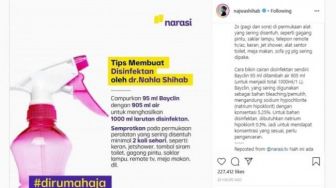 Cara Bikin Disinfektan Pencegah Corona Mudah di Rumah ala Adik Najwa Shihab