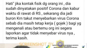 CEK FAKTA: Suspect Corona Kabur dari RS Persahabatan adalah Driver Ojol?