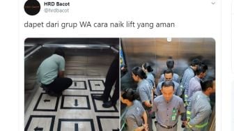 Aturan Naik Lift saat Social Distancing, Warganet Salfok yang Belakang