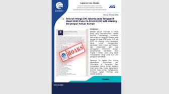 Warga Jakarta Dilarang Keluar Rumah pada 19 Maret? Kominfo: Hoaks!