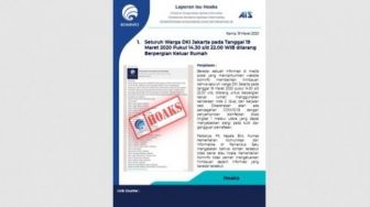 Warga Jakarta Dilarang Keluar Rumah pada 19 Maret? Kominfo: Hoaks!