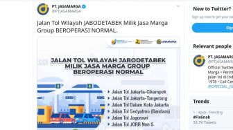 PT Jasa Marga Pastikan Ruas Jalan Tol di Area Jabodetabek Masih Beroperasi