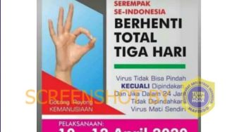 CEK FAKTA: Benarkah Pemerintah Imbau Berhenti Total 3 Hari Cegah Corona?