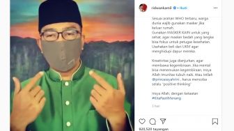 Tips Pakai Masker Kain ala Gubernur Jabar Ridwan Kamil, Dijamin Antibosan!