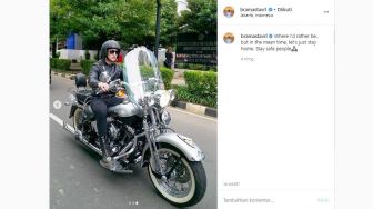 Sembari Tunggangi Harley-Davidson,Verrell Bramasta Ajak Stay At Home