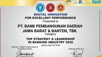 Bank BJB Raih Penghargaan Top Digital Innovation Award 2020