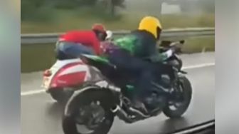 Viral Video Vespa Bikin Motor Kawasaki Tak Berkutik di Jalan Tol