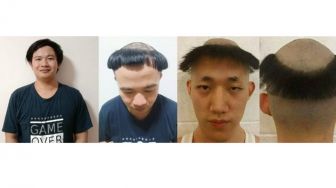 Terima Tantangan Warganet, Pria Ini Cukur Rambut Model Payung