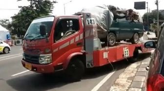 Lagi, Pemudik Sewa Truk Derek Ketahuan Polisi, Disuruh Putar Balik