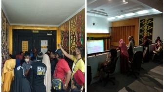 Emak-emak Geruduk Ruang Paripurna DPRD Pekanbaru saat Evaluasi PSBB