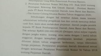 Gubernur Banten Ajukan Utang Rp 800 Miliar ke BJB untuk Penanganan Covid?