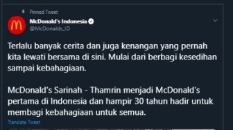 McD Sarinah Tutup, Warganet Sedih Ceritakan Kenangan Tak Terlupakan