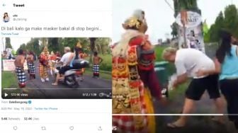 Kreatif! Bule di Bali yang Tak Pakai Masker Dicegat 'Hanoman'