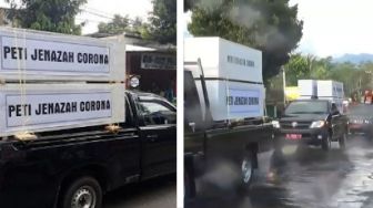 Ngeri, 12 Peti Mati Jenazah Corona Diarak Keliling Banjarnegara