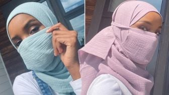 Inspiratif! Model Halima Aden Desain Masker Bagi Nakes yang Berjilbab