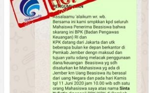 CEK FAKTA: Benarkah BPK dan KPK Akan Telusuri Beasiswa Mahasiswa di Jember?