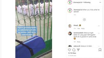 Kocak! Antar Pesanan ke Sekolah, Driver Ojol Malah jadi Ikut Upacara