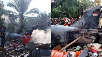 Detik-detik Pesawat TNI AU Jatuh di Pemukiman Warga Kampar,Pilot Selamat