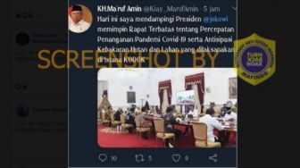 CEK FAKTA: Benarkah Maruf Amin Mendampingi Presiden Rapat di Istana Kodok?