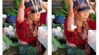 Polos, Video Penjual Sayur Pakai Face Shield Terbalik, Satu Pasar Terhibur