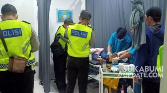 Pengendara Motor Tewas Terlindas Bus Pariwisata di Sundawenang Sukabumi