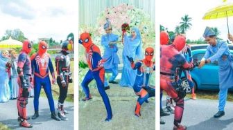 Viral, Aksi Kocak 4 Kakak Kenakan Kostum Superhero saat Antar Adiknya Nikah