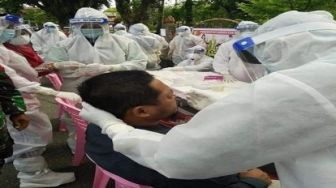 Puskesmas Lubuk Jambi Mendadak Ramai, Gelar Swab Hasil Tracing Ny SA