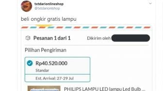 Bikin Heran, Lampu Seharga Rp5.000 Ongkirnya Sampai Rp40 Juta