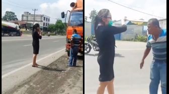 Viral Video Wanita Labrak Sopir Truk Kontainer, Alasannya Bikin Heran