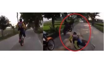 Detik-detik Pemotor Nyaris Bikin Temannya Menjemput AJal, Ini DIa Videonya