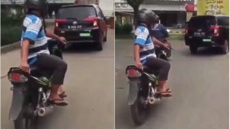 Kelakuan Pemotor Saat Naik Motor Ini Bikin Gagal Fokus, Skill TIngkat Dewa