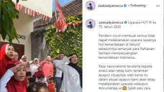 Serunya Zaskia Adya Mecca Upacara 17an dan Lomba Bareng Keluarga di Jogja