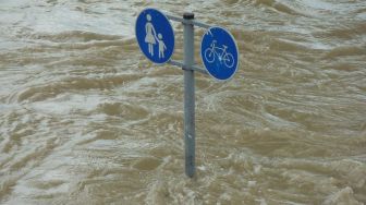 Dayung Sampan di Jalan Raya saat Banjir, Sosok Kakek Ini Jadi Sorotan