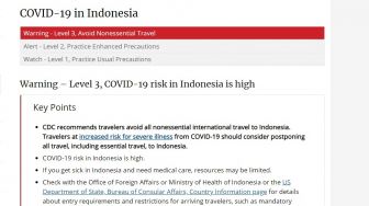 Beri Peringatan Level 3 Soal Covid-19, AS Imbau Warganya Tak ke Indonesia