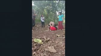 Viral! Aksi Duel Perkelahian Cewek ABG di Tengah Kebun, Teman Cuma Menonton