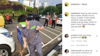 Viral Pria Dihukum Menyapu Jalan Karena Turunkan Masker saat Minum di Mobil