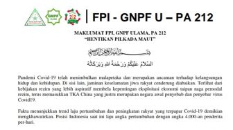 Keluarkan Maklumat, FPI, GNPF Ulama dan PA 212: Boikot Pilkada Serentak