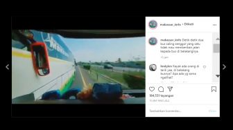 Ngeri! Viral Video Dua Bus Bersenggolan di Jalan Raya, Kacanya sampai Pecah