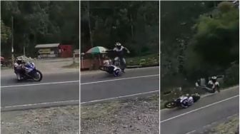 Jatuhnya Mirip Pembalap MotoGP, Aksi Penunggang R25 Ini Memicu Kritik Pedas