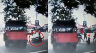 Hindari Razia Polisi, Pemuda Ini Tega Tinggalkan Pasangan Jatuh di Jalan