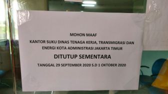 Pegawai Positif Corona, Kantor Sudinakertrans Jaktim Lockdown